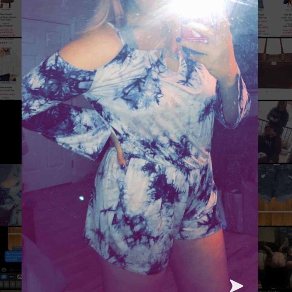 Belle Sky cold shoulder long sleeve tie-dye romper - Picture 2 of 10